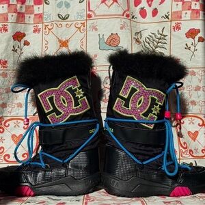 DC Black and Pink Boots with Blue Accents